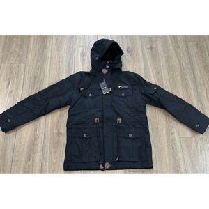 Tacvasen Tactical Outdoor Heavy Duty Hooded Fleece Lining Black Jacket Coat Sz L